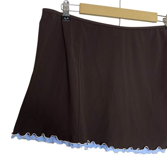 Profile by Gottex Swim Skirt Womens XL Brown Blue Side Slit Beach Bottom Bachata - Picture 6 of 9